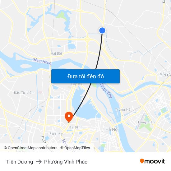 Tiên Dương to Phường Vĩnh Phúc map