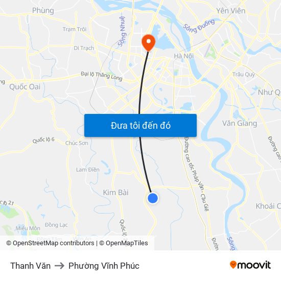 Thanh Văn to Phường Vĩnh Phúc map