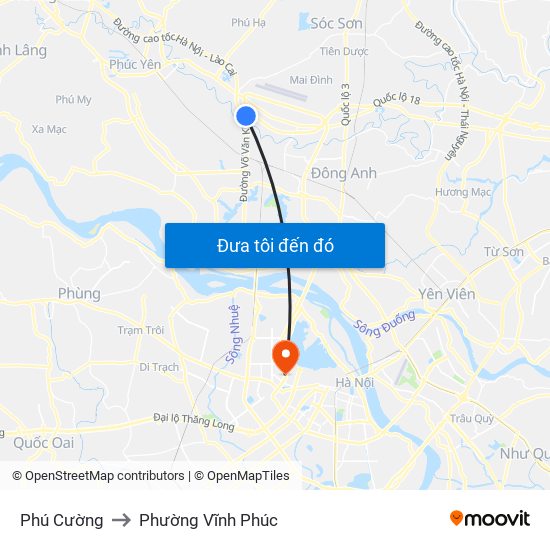 Phú Cường to Phường Vĩnh Phúc map