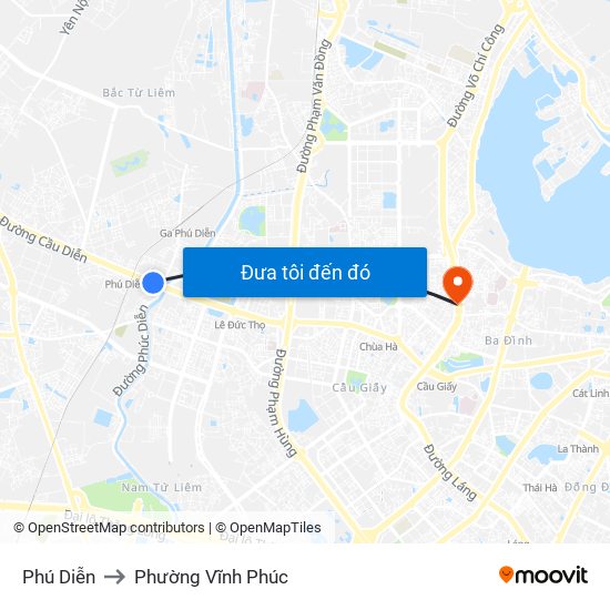 Phú Diễn to Phường Vĩnh Phúc map