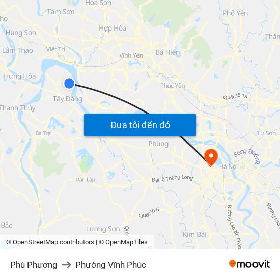 Phú Phương to Phường Vĩnh Phúc map