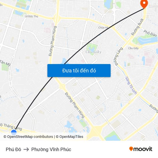 Phú Đô to Phường Vĩnh Phúc map