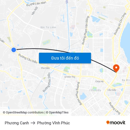 Phương Canh to Phường Vĩnh Phúc map