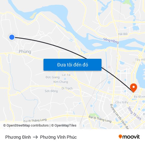 Phương Đình to Phường Vĩnh Phúc map