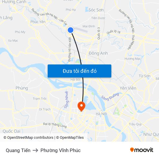 Quang Tiến to Phường Vĩnh Phúc map