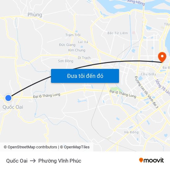Quốc Oai to Phường Vĩnh Phúc map