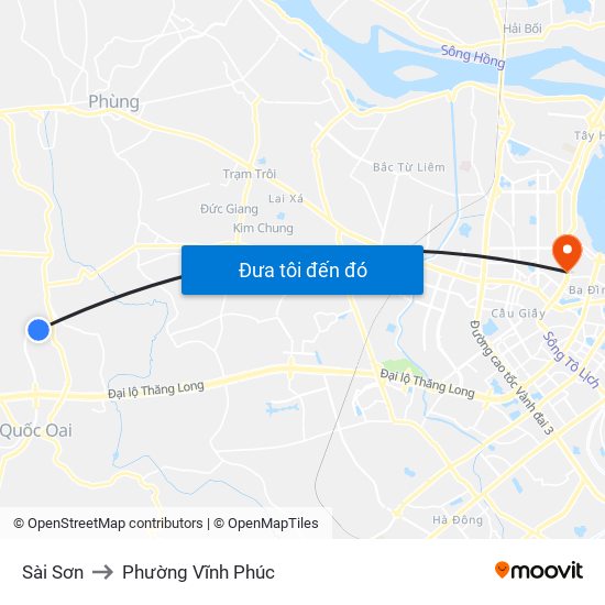 Sài Sơn to Phường Vĩnh Phúc map
