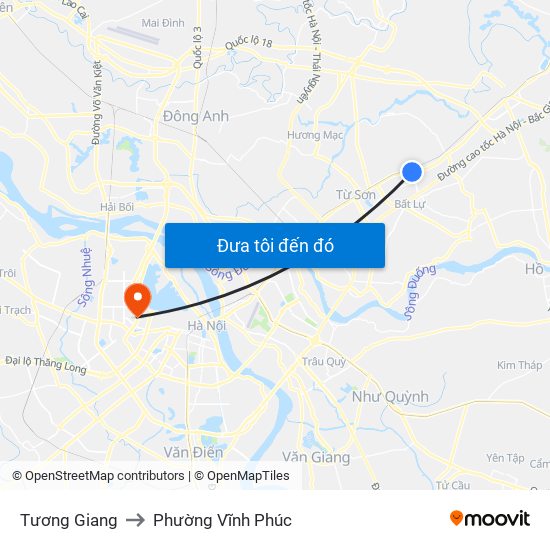 Tương Giang to Phường Vĩnh Phúc map