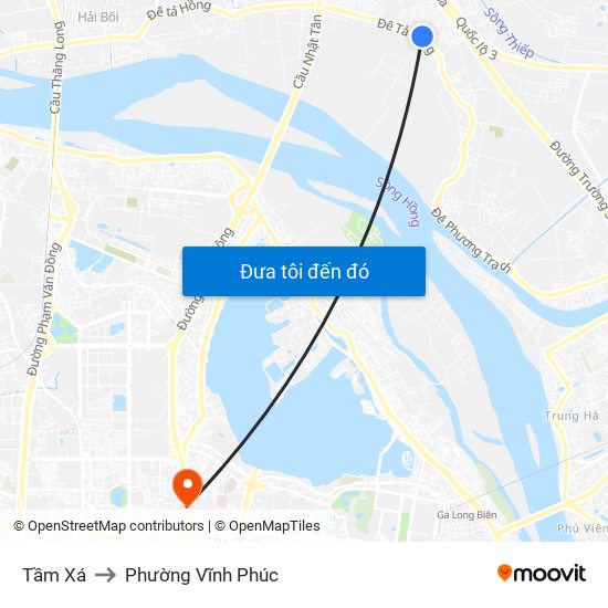 Tầm Xá to Phường Vĩnh Phúc map