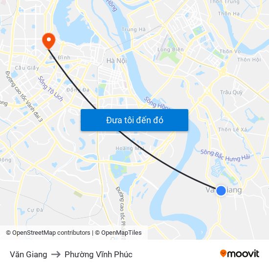 Văn Giang to Phường Vĩnh Phúc map