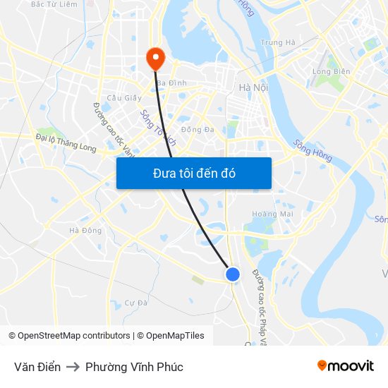 Văn Điển to Phường Vĩnh Phúc map