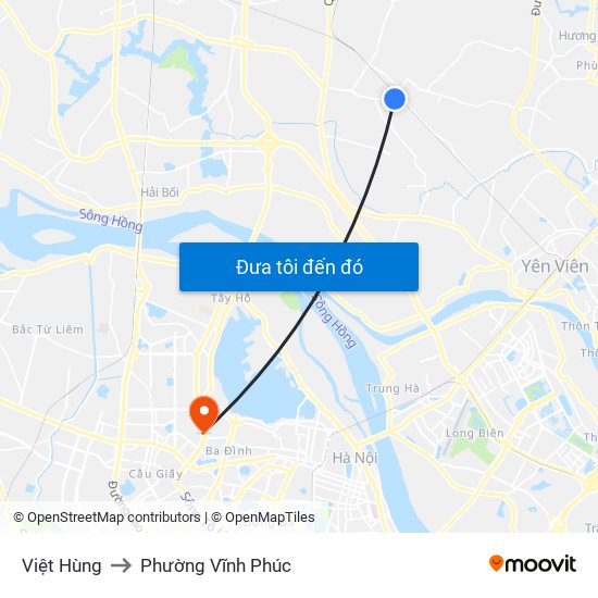 Việt Hùng to Phường Vĩnh Phúc map