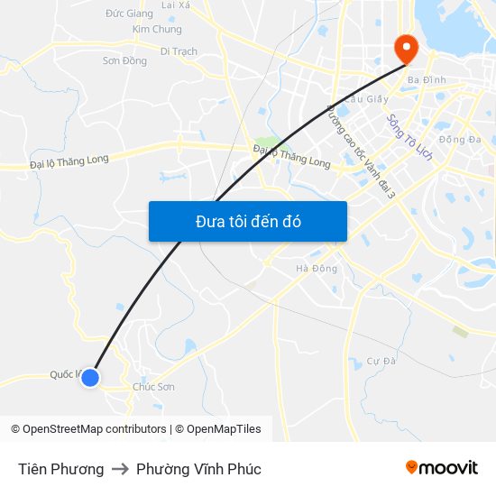 Tiên Phương to Phường Vĩnh Phúc map