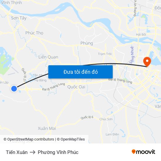 Tiến Xuân to Phường Vĩnh Phúc map