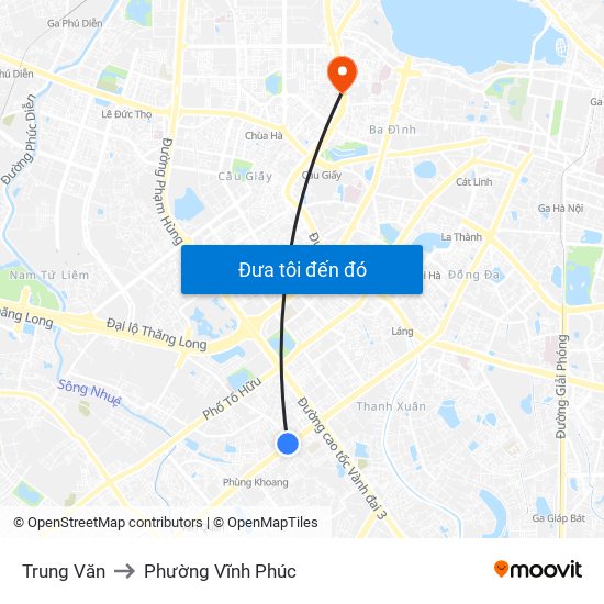 Trung Văn to Phường Vĩnh Phúc map