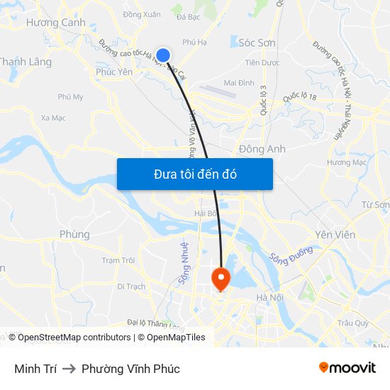 Minh Trí to Phường Vĩnh Phúc map