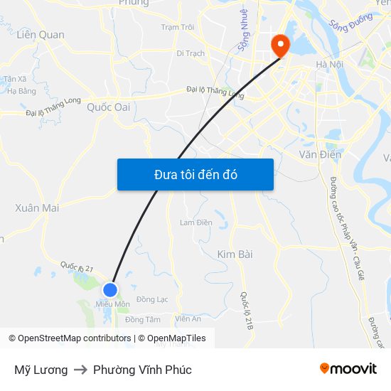 Mỹ Lương to Phường Vĩnh Phúc map