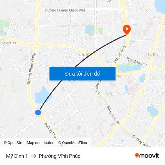 Mỹ Đình 1 to Phường Vĩnh Phúc map