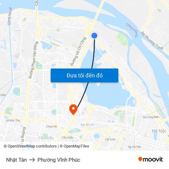 Nhật Tân to Phường Vĩnh Phúc map