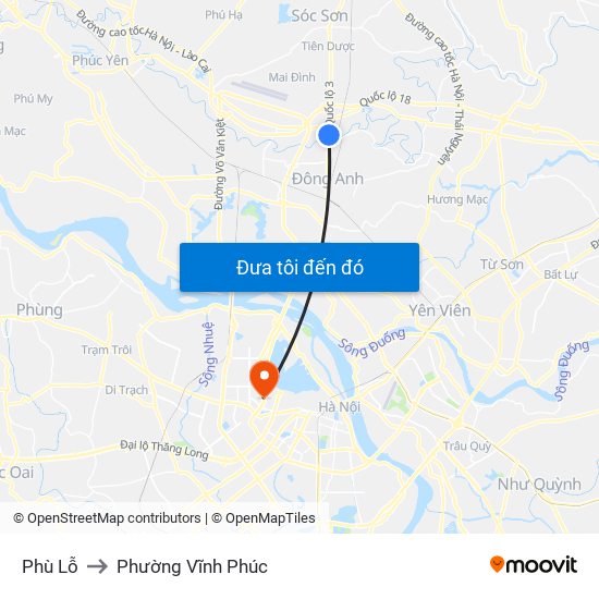 Phù Lỗ to Phường Vĩnh Phúc map
