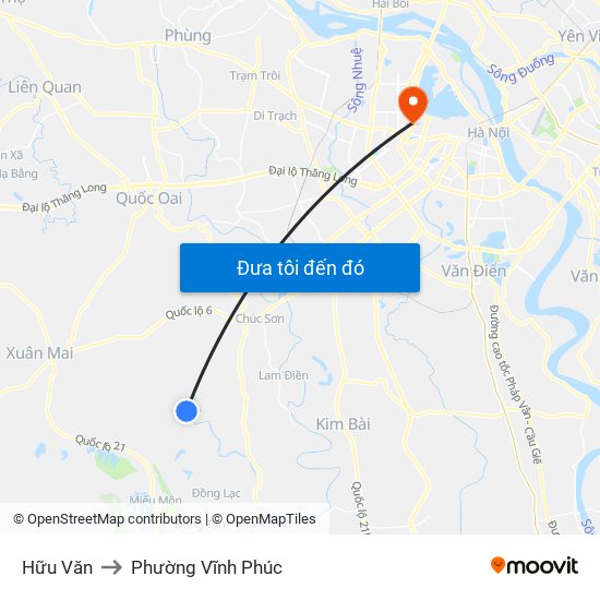 Hữu Văn to Phường Vĩnh Phúc map