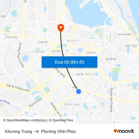 Khương Trung to Phường Vĩnh Phúc map