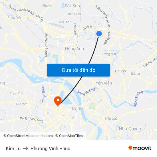 Kim Lũ to Phường Vĩnh Phúc map