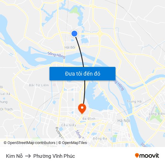 Kim Nỗ to Phường Vĩnh Phúc map