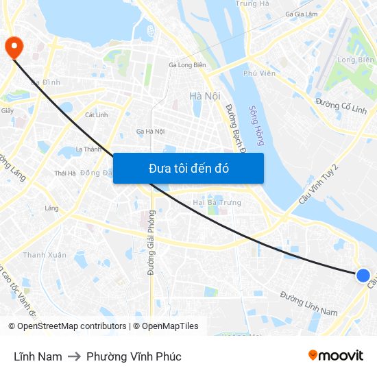 Lĩnh Nam to Phường Vĩnh Phúc map