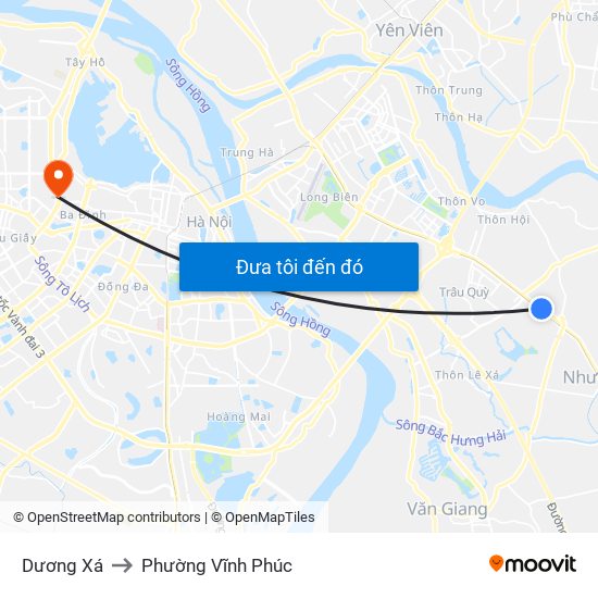 Dương Xá to Phường Vĩnh Phúc map