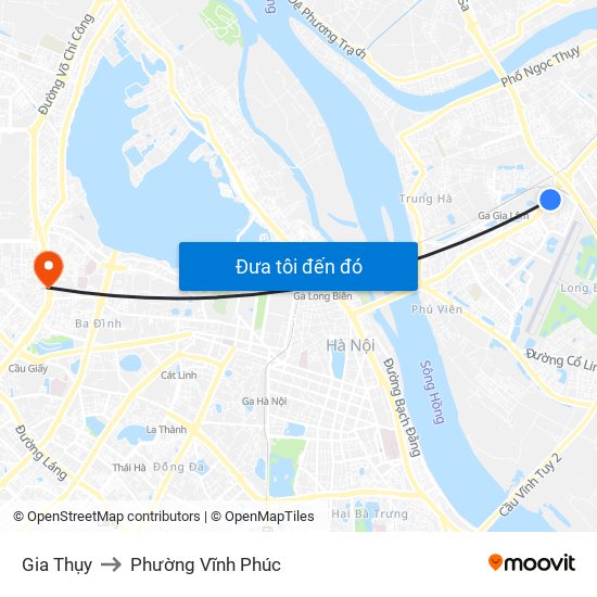 Gia Thụy to Phường Vĩnh Phúc map