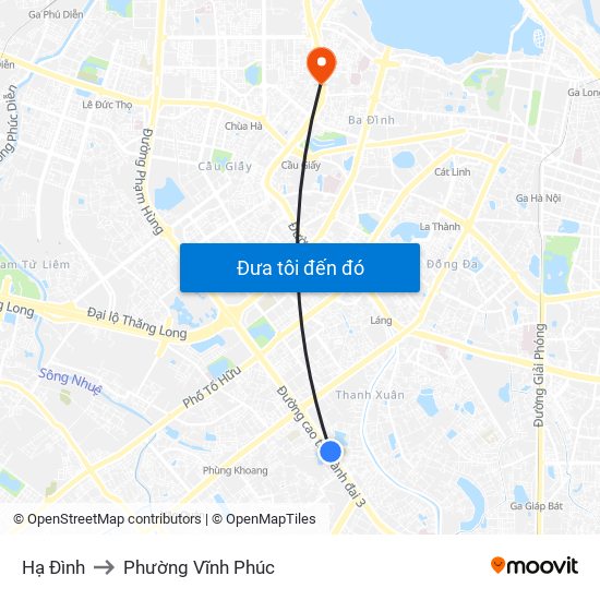 Hạ Đình to Phường Vĩnh Phúc map