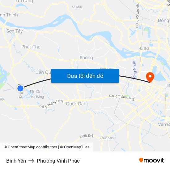 Bình Yên to Phường Vĩnh Phúc map