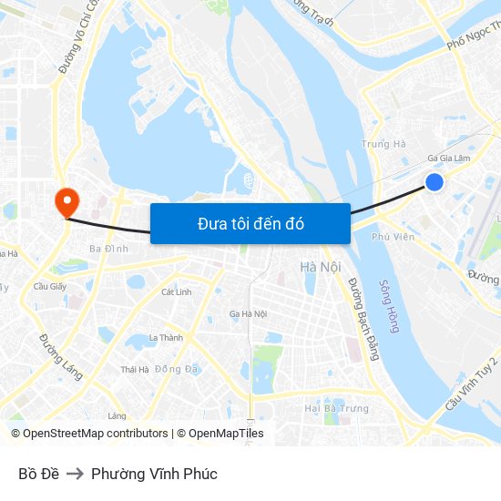 Bồ Đề to Phường Vĩnh Phúc map