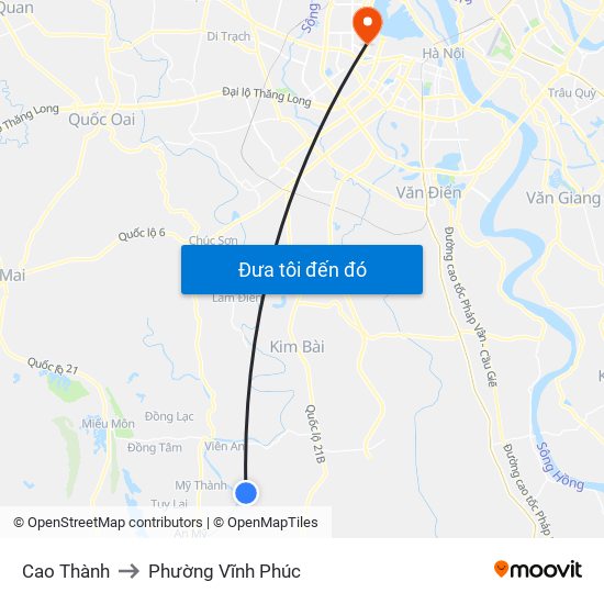 Cao Thành to Phường Vĩnh Phúc map