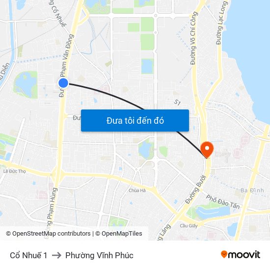 Cổ Nhuế 1 to Phường Vĩnh Phúc map