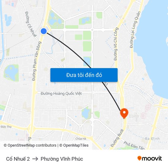 Cổ Nhuế 2 to Phường Vĩnh Phúc map