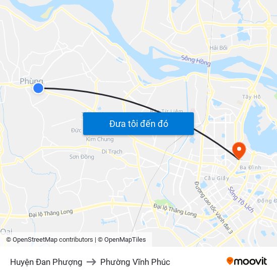 Huyện Đan Phượng to Phường Vĩnh Phúc map
