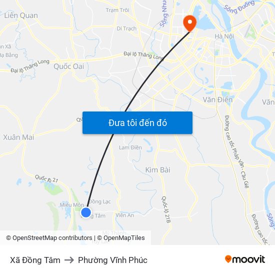 Xã Đồng Tâm to Phường Vĩnh Phúc map