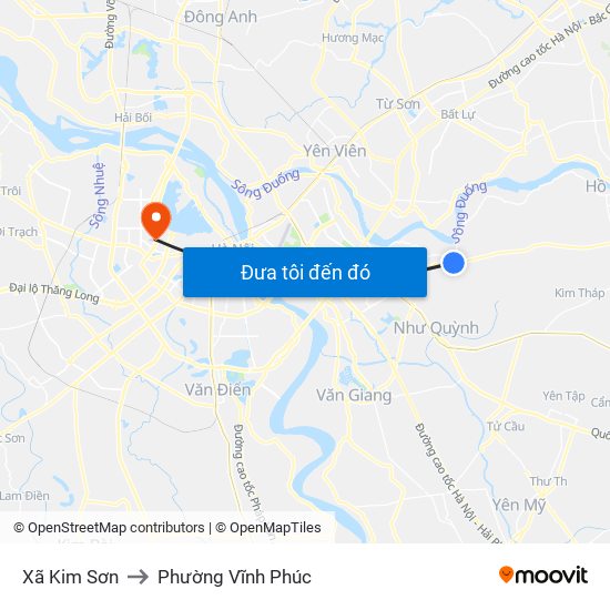 Xã Kim Sơn to Phường Vĩnh Phúc map