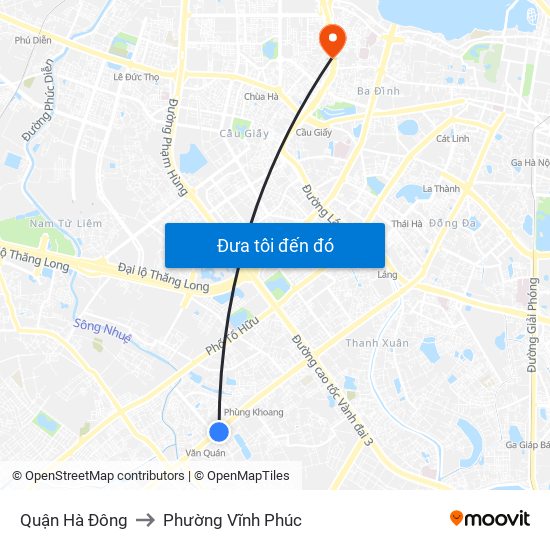 Quận Hà Đông to Phường Vĩnh Phúc map