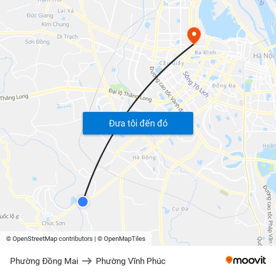 Phường Đồng Mai to Phường Vĩnh Phúc map