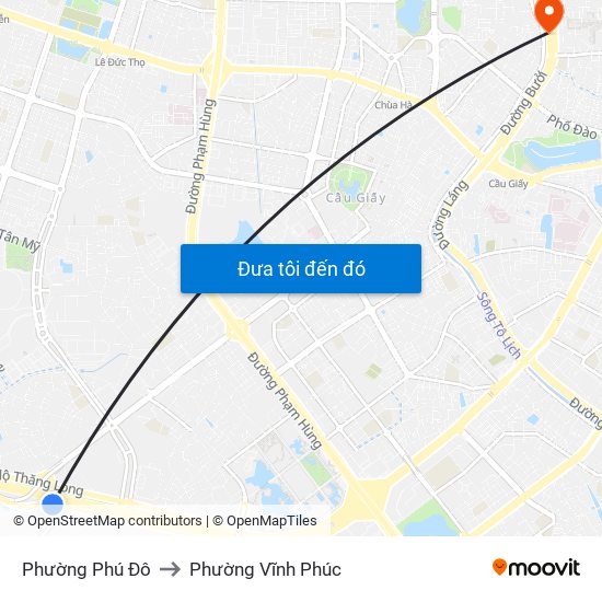 Phường Phú Đô to Phường Vĩnh Phúc map