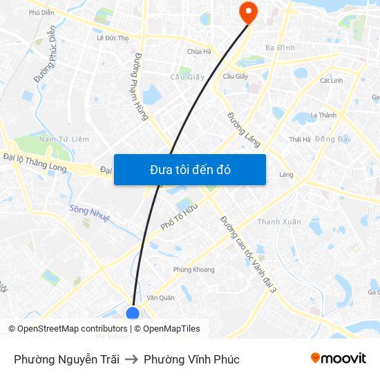 Phường Nguyễn Trãi to Phường Vĩnh Phúc map