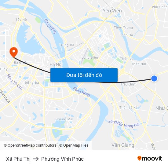 Xã Phú Thị to Phường Vĩnh Phúc map