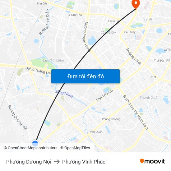 Phường Dương Nội to Phường Vĩnh Phúc map