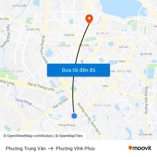 Phường Trung Văn to Phường Vĩnh Phúc map