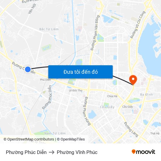 Phường Phúc Diễn to Phường Vĩnh Phúc map