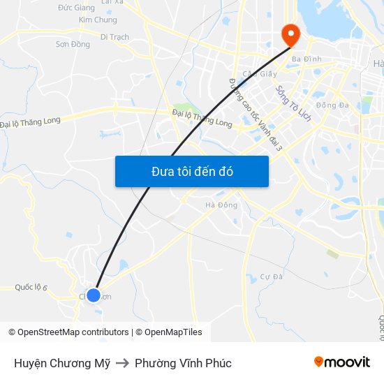 Huyện Chương Mỹ to Phường Vĩnh Phúc map