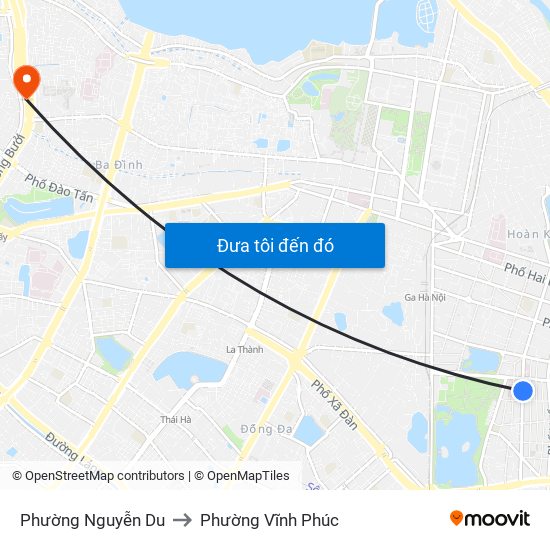 Phường Nguyễn Du to Phường Vĩnh Phúc map